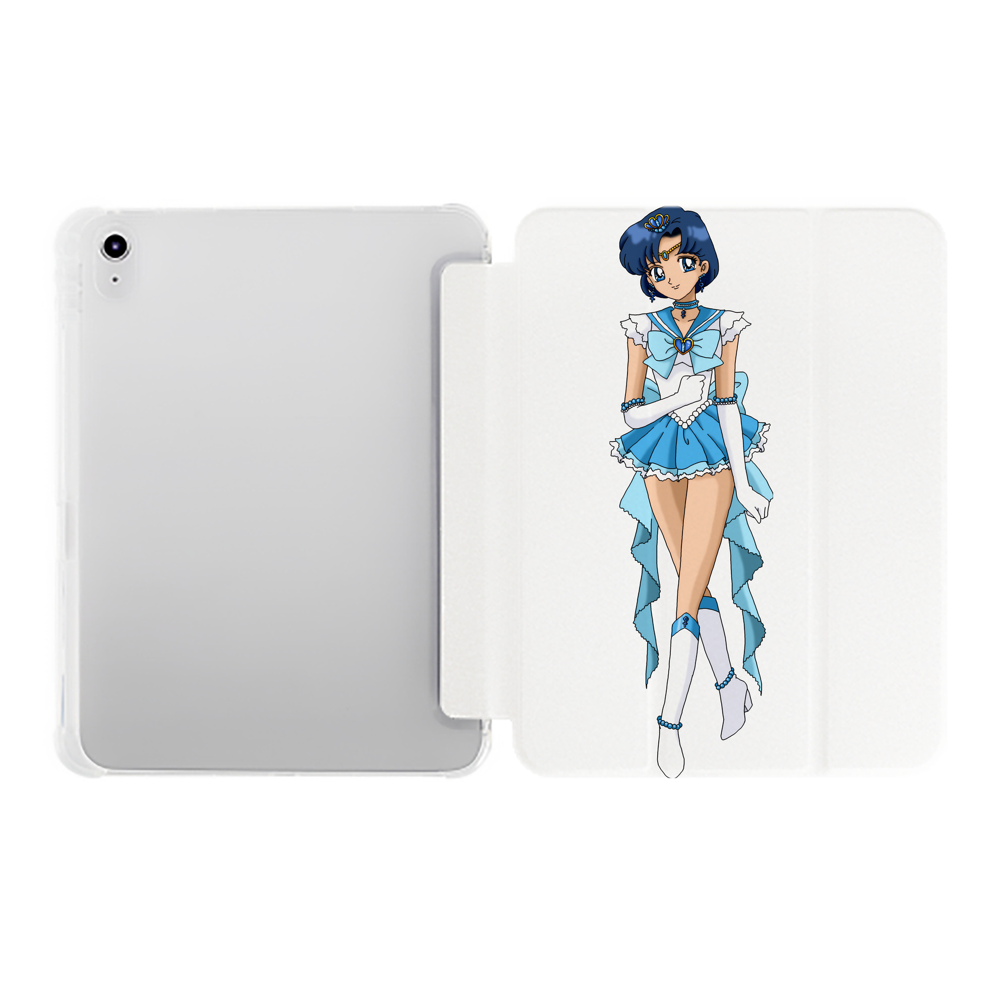 （画像用） 美少女戦士セーラームーン 水野 亜美 みずの あみ Sailor Moon Mizuno Ami IPad ケース ペン収納付き 三つ折りスタンド PUレザー×シリコン 対応機種9.5/10.5/10.9インチ
